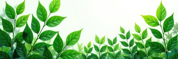 Obraz premium Leafy greens with stems and veins isolated on white, botanical, plant life, forest