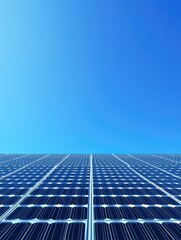 Solar panel array against a clear blue sky