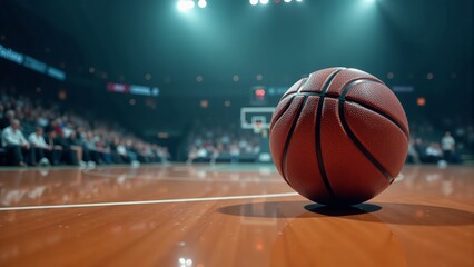 Obraz premium Basketball Ball on Court Close-Up View