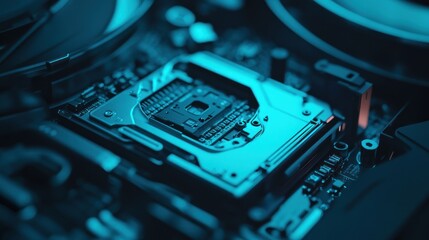 Close-up of a Computer Motherboard with CPU