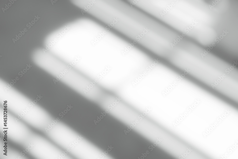 Aufkleber Lignt and  Shadow silhouette overlay on white wall,Abstract window shadow with light diagonal effect,Element object for Spring Summer,Overlay on Mockup Product Presentation