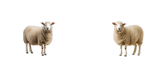 Pair of ewes on a black field facing forward. cut out transparent