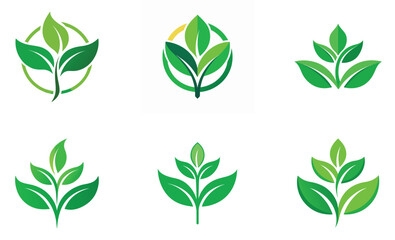 set of green leaves