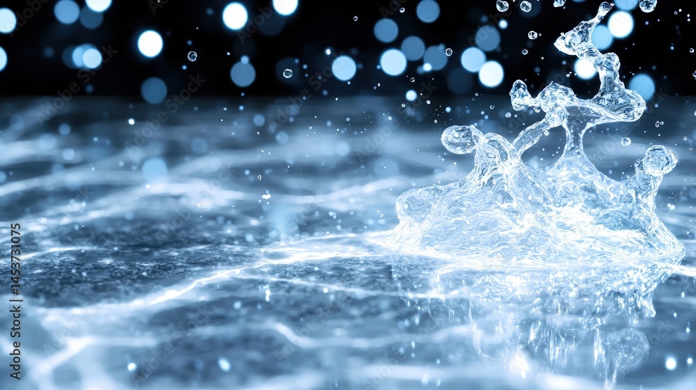 Poster captivating water splashing against a black background creating dynamic patterns and textures
