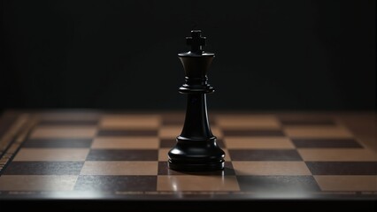 Black Chess King On Chessboard