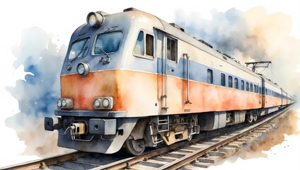 Obraz premium train watercolor illustration