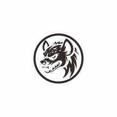 Simple Hyena Icon – Vector Silhouette on White Background