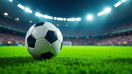 Fototapeta premium Soccer Ball On Green Grass Field