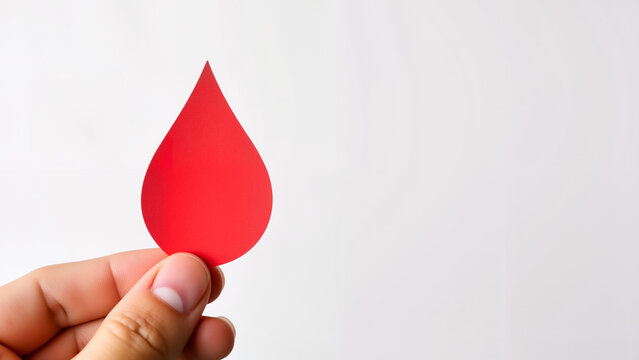 Hand Holding Blood Drop - Red Lifesaving Symbol With Caring Gesture for World Blood Donor Day Campaigns, Healthcare Awareness, and Donation Advocacy