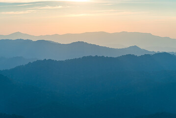 Layers of Mountain Noen Chang Suek view point Pilok, Kanchanaburi, Thailand.