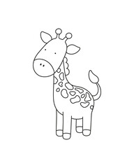 Cute little giraffe. Coloring page for children. Vector image.