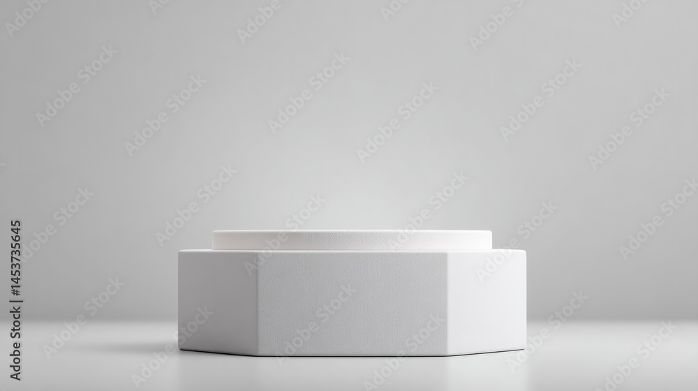 Poster minimalistic empty podium with simple elegant border stands against monochrome backdrop