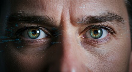 Intense Gaze: A Close-Up of Human Eyes with Digital Overlay