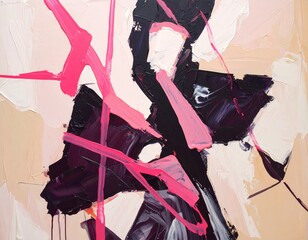 Layered Abstract with Pink Lines and Organic Shapes - Series