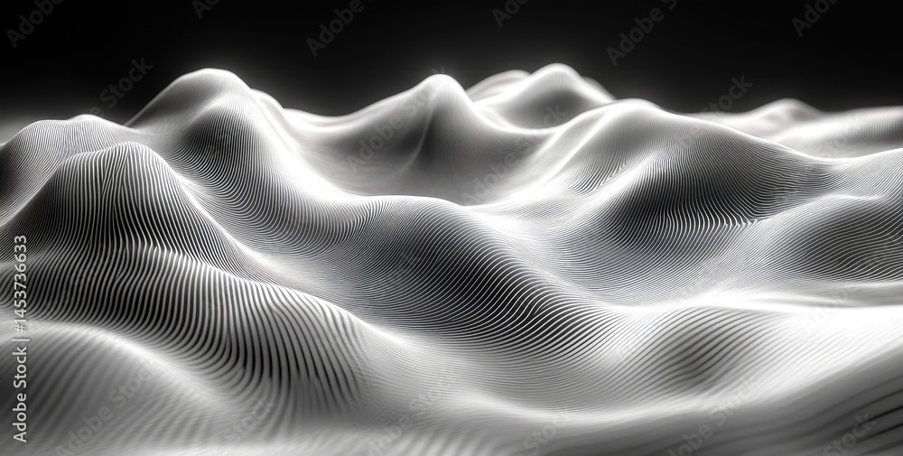 Aufkleber abstract grayscale design of undulating forms.