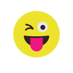 Funny face emoji vector wink tongue chat symbol sign icon illustration smile