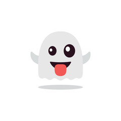 Funny ghost emoji vector boo spooky halloween chat symbol sign icon illustration