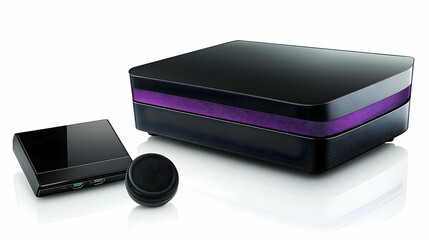 Modern electronic devices against white background