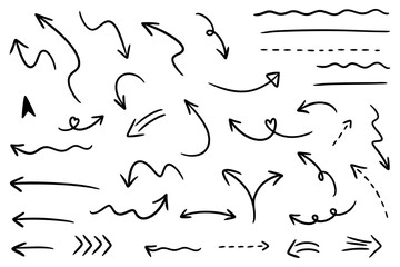 黒い手書きの矢印イラストセット