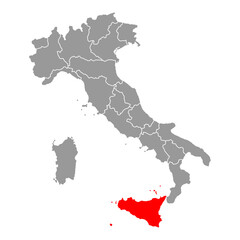 Obraz premium Italy map of Sicily symbol shape, travel web flat concept icon web vector illustration .