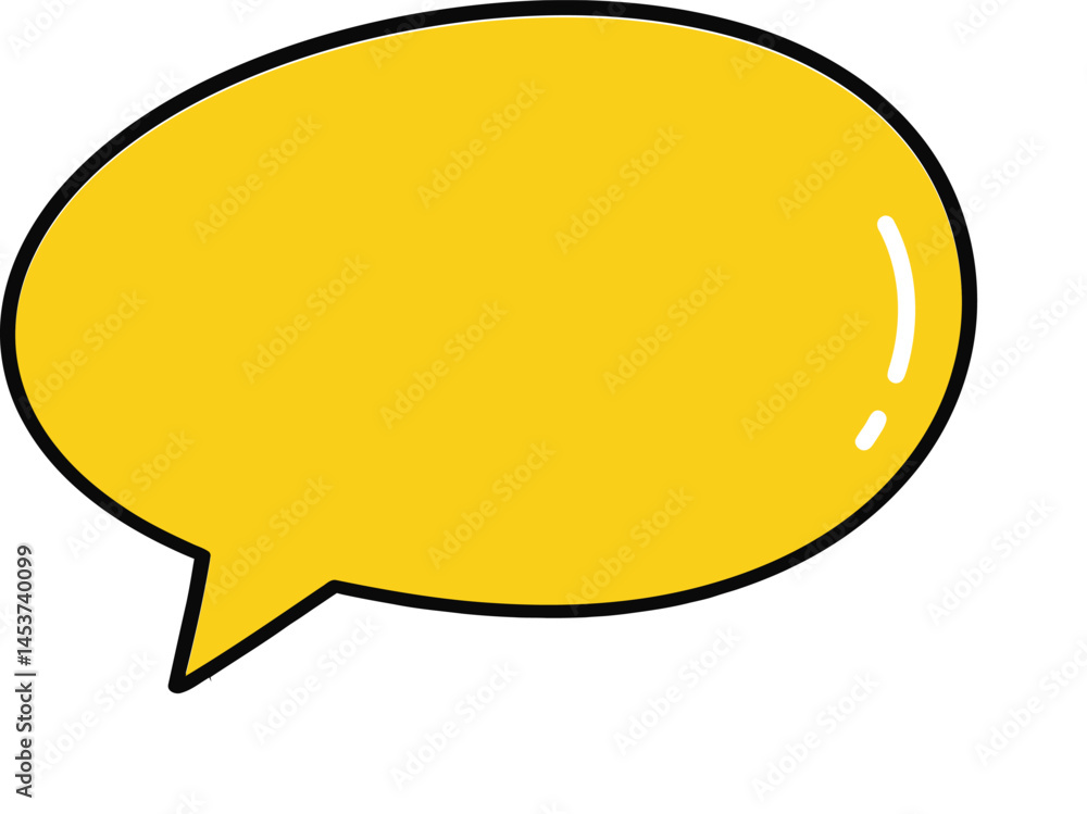 Poster sunny yellow communication shape with thin black edge and white light spot on the transparent backgr