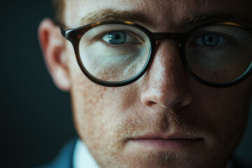 Man with glasses looking at the camera.