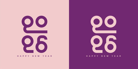 Design the logo text Happy New Year 2026. Cover the business diary for 2026 with a wish. Brochure, card, banner design template. Vector illustration.