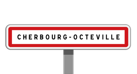 Panneau sur poteau de Cherbourg-Octeville, Manche, Normandie