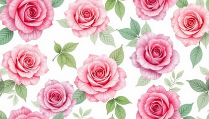 Delicate watercolor roses, soft pastel hues, seamless repeat , pattern, blue