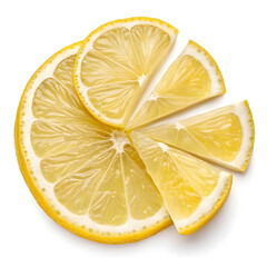 A lemon sliced into a clean, even wedge, revealing its juicy, tangy interior.