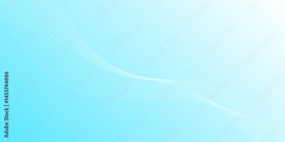 Poster abstract glowing wave lines on dark blue background. dynamic wave pattern. modern flowing wavy lines