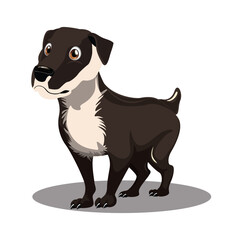 Vector illustration of a cute puppy, a domestic canine animal, in silhouette