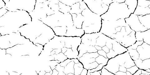 Vector background. Desert backdrop.The cracks texture white and black.Cracks in dry surface soil texture
