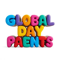 Fototapeta premium Colorful 3D Text for Global Day of Parents on a Transparent Background