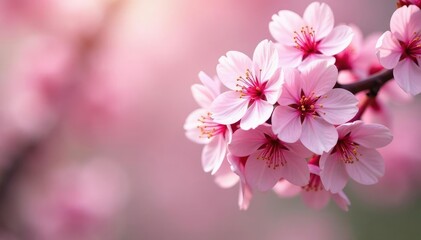 Naklejka premium Delicate pink sakura blossoms in full bloom, forming a repeating floral pattern , petal, design, soft
