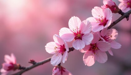 Fototapeta premium Delicate pink sakura blossoms, intricate branch pattern, pink flowers, cherry blossom, textile