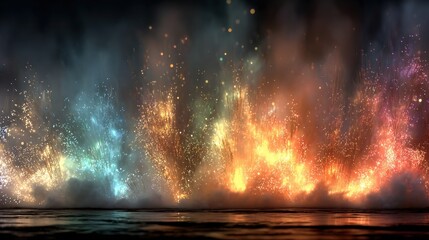 Captivating time-lapse of a firework bursting into vibrant colors creating a beautiful night sky display