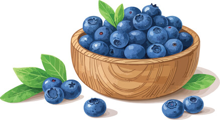 Blueberry in bowl in white background Illustration vector design, Blueberry Illustration vector design