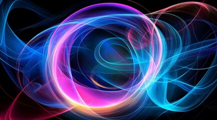 Naklejka premium Abstract digital light waves with blue and pink glow