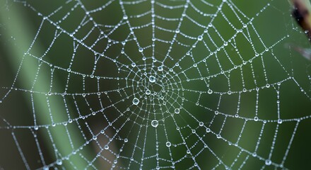 Dew-Kissed Spiderweb: A Masterpiece of Nature's Art
