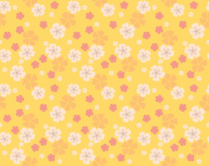 Japanese Cute Cherry Blossom Fall Vector Seamless Pattern