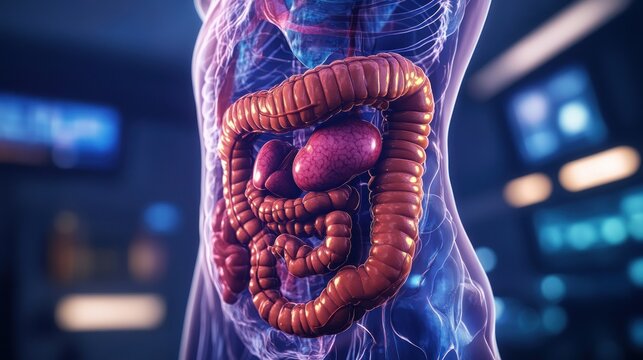 Detailed anatomical view of the digestive system