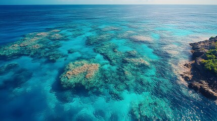 Fototapeta premium Coral Reef Seen From Above