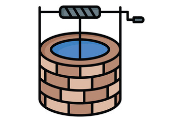 Water well icon. colored outline icon style. icon irrigation. agriculture elements vector illustration