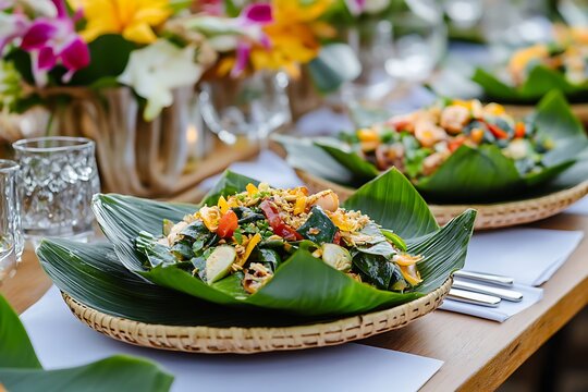 alugbati leaves styled in gourmet salad setup