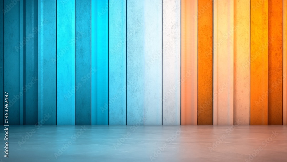 Poster abstract digital background with blue and orange glowing lines in tech grid