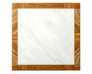 Naklejka premium Elegant Marble Board with Natural Wooden Frame Border on a transparent background