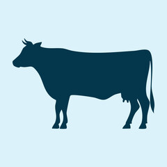 Dairy Cow Silhouette Icon for Farm Theme