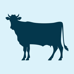 Farm Animal Cow Silhouette Flat Icon