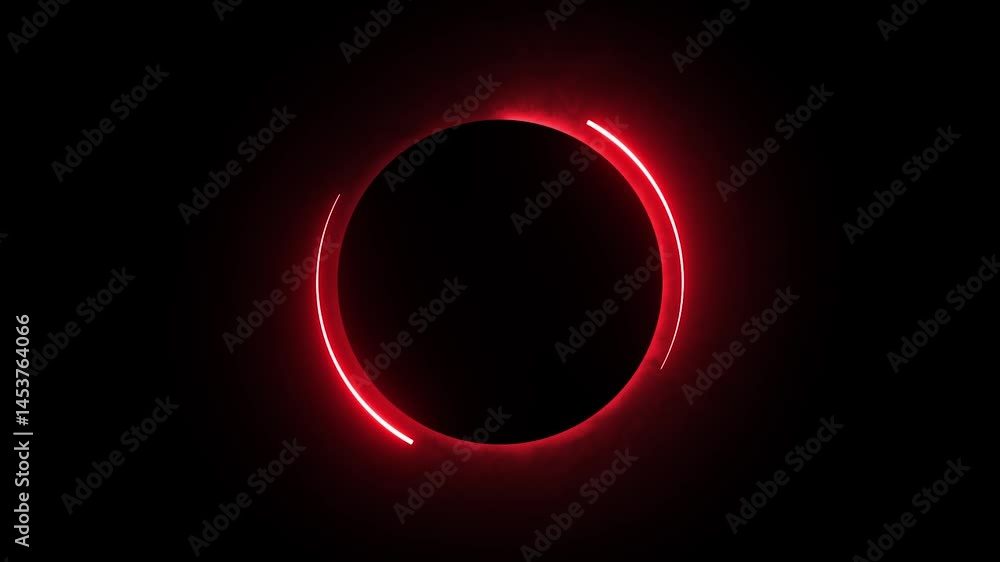 Poster red effect neon glowing circular frame background. repetitive motion animation and flashing. bright 